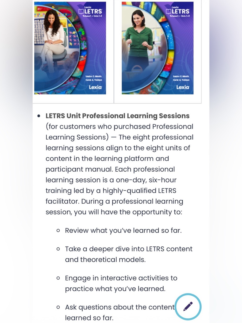 Lexia LETRS Volume I and II